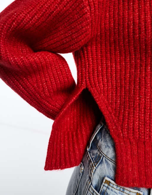 Jersey rojo melange con detalle de abertura lateral de punto Ivy de Weekday, 3 de 4