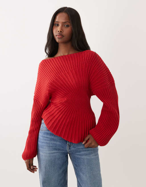 Jersey rojo plisado con cintura entallada de punto de ASOS DESIGN, 5 de 8