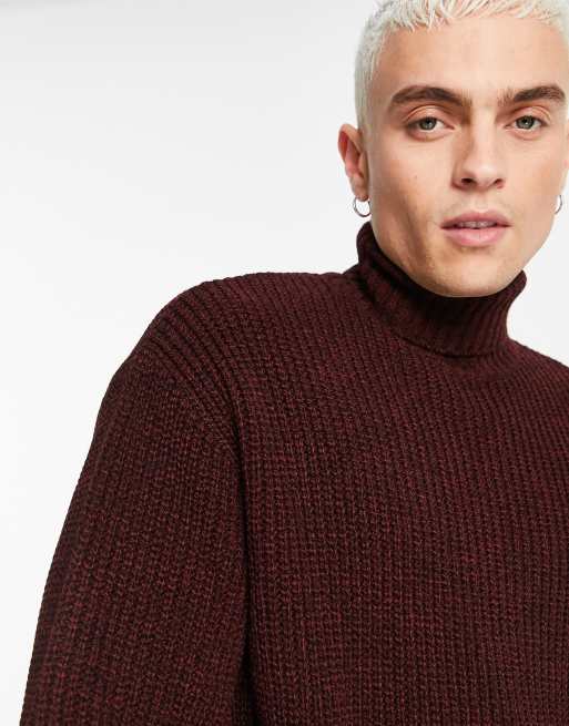 Jersey rojo retorcido extragrande con cuello vuelto de punto inglés de ASOS DESIGN