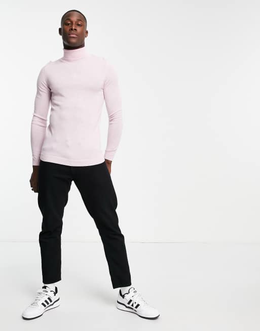 Jersey rosa ajustado con cuello vuelto de lana de merino de ASOS DESIGN, 4 de 4