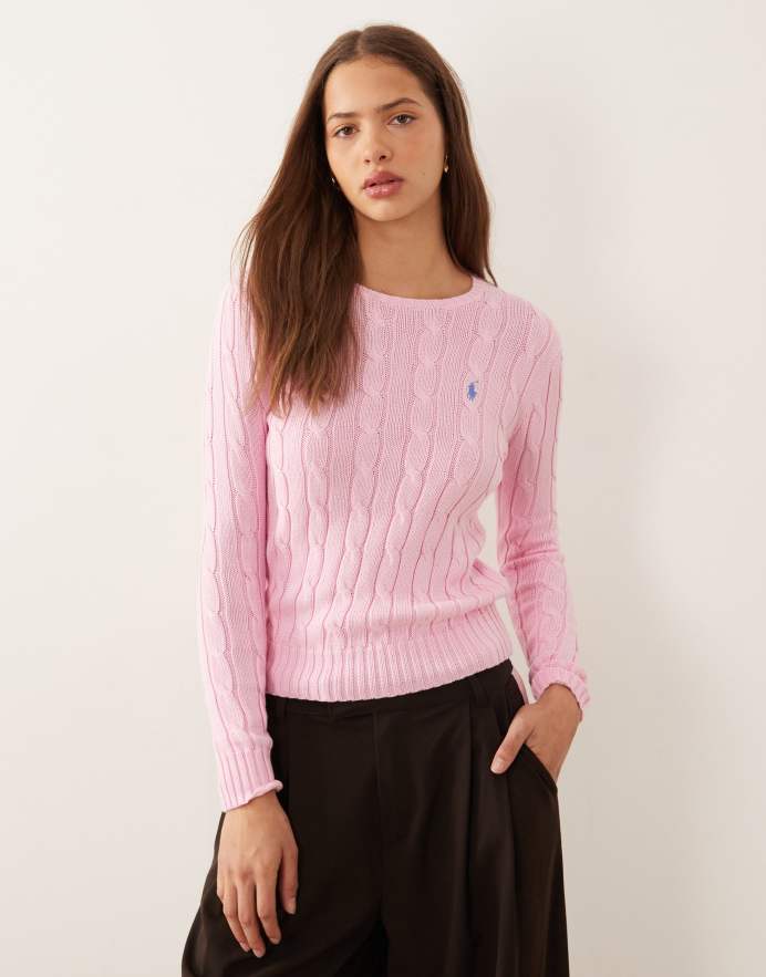 Polo Ralph Lauren Jersey rosa carmel con logo de icono de punto de ochos de algodón Julianna