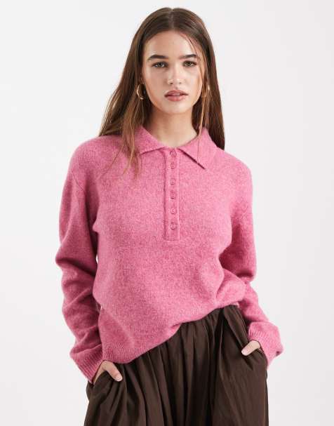 Jersey rosa con botones y cuello tipo polo de New Look - view 1
