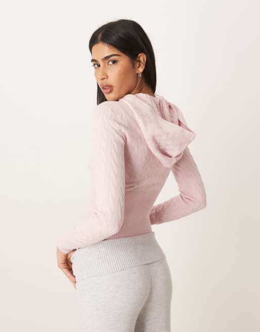 Jersey rosa con cremallera de punto de ochos ligero de Gilly Hicks, 2 de 4
