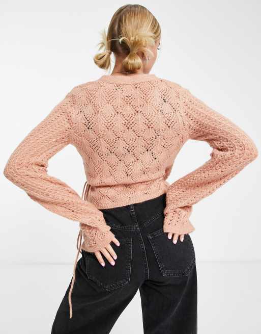 Jersey rosa cruzado estilo chaqueta de ballet de punto calado variado de ASOS DESIGN, 2 de 4