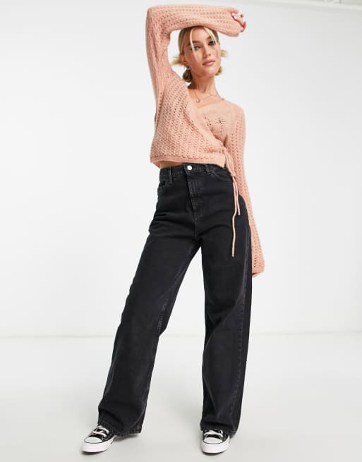 Jersey rosa cruzado estilo chaqueta de ballet de punto calado variado de ASOS DESIGN, 4 de 4