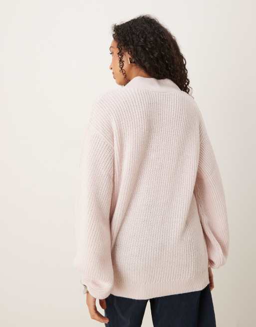 Jersey rosa extragrande con cuello de pico de punto con lana de ASOS DESIGN, 4 de 4