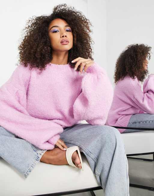 Jersey rosa extragrande con mangas estilo blusón de bouclé de ASOS EDITION