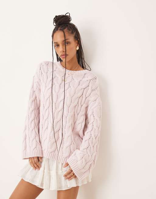 Jersey rosa extragrande de punto de ochos de Gina Tricot