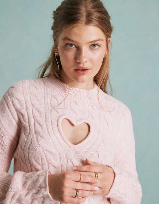 Jersey rosa pastel con abertura en forma de corazón de punto de ochos de Miss Selfridge, 2 de 4