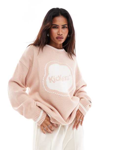 Jersey rosa pastel holgado con logo grande de punto Fleurette de Kickers - view 1