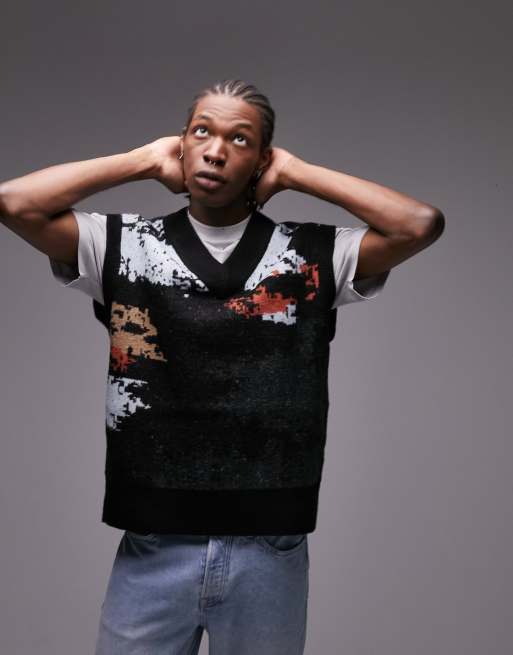 Jersey sin mangas multicolor con estampado de camuflaje de punto de Topman
