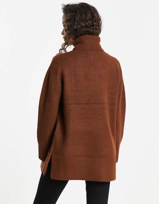 Jersey teja con cuello vuelto y bajo ancho de New Look, 2 de 4