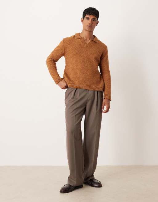 Jersey tostado holgado con muesca en el cuello de punto de ASOS DESIGN, 2 de 5