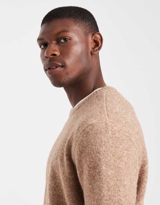 Jersey tostado jaspeado holgado con cuello redondo de punto de ASOS DESIGN, 4 de 5