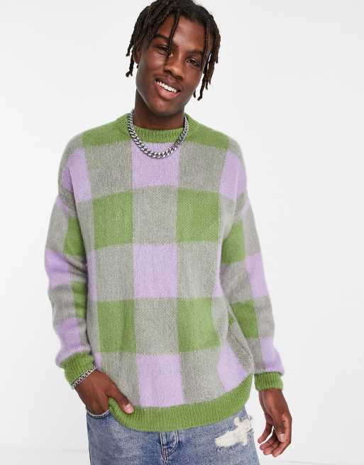 Jersey verde a cuadros de punto de ASOS DESIGN