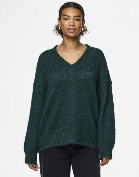 Jersey verde botánico con cuello de pico de Pieces - view 1