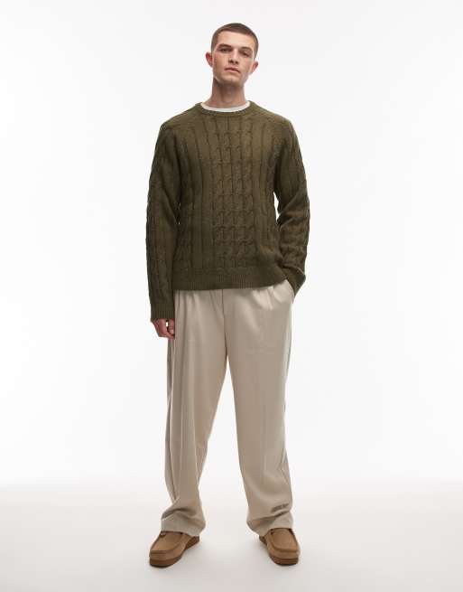 Jersey verde caqui oscuro de punto de ochos grueso Vanleer de Dickies, 2 de 5