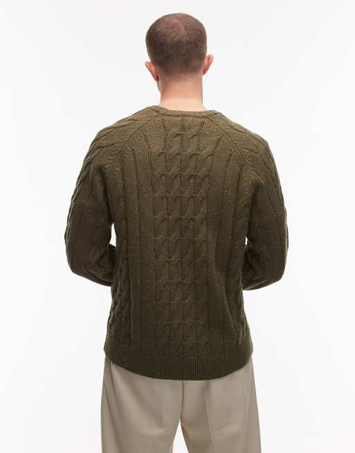 Jersey verde caqui oscuro de punto de ochos grueso Vanleer de Dickies, 3 de 5