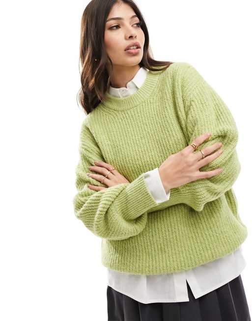 Jersey verde con cuello redondo de punto mullido de ASOS DESIGN