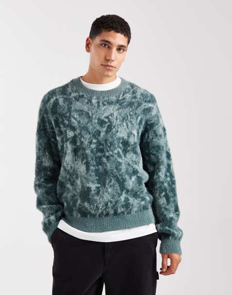 Jersey verde de corte cuadrado con diseño efecto manchas de punto mullido de Hollister - view 1