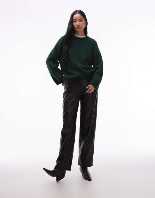 Jersey verde holgado de punto muy suave de lana de alpaca y lana de ARKET, 3 de 4