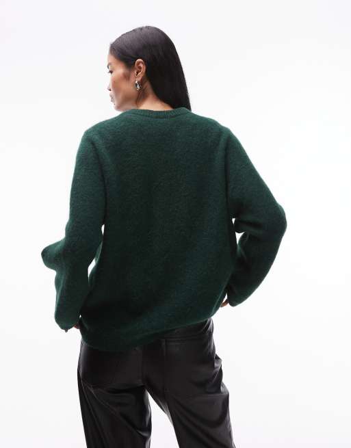 Jersey verde holgado de punto muy suave de lana de alpaca y lana de ARKET, 4 de 4