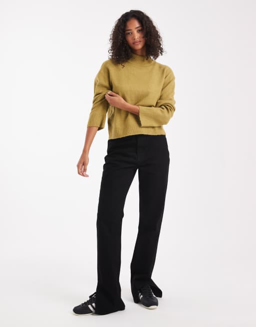 Jersey verde oliva con cuello alto de punto de Brave Soul, 3 de 4