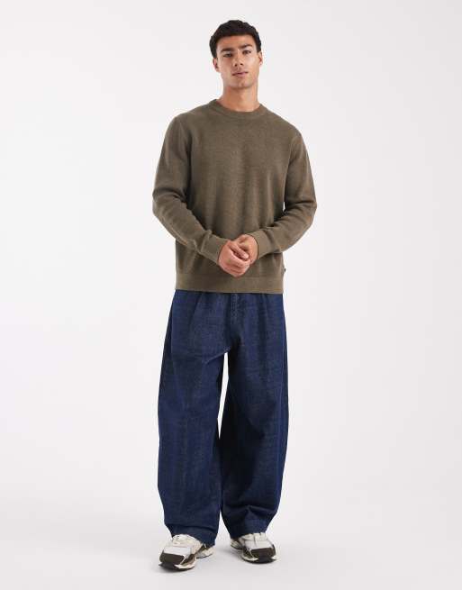 Jersey verde oliva con cuello redondo de punto de Jack & Jones Premium, 2 de 5