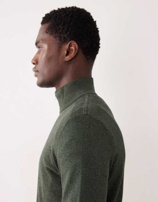 Jersey verde oscuro con cremallera corta de Selected, 4 de 5