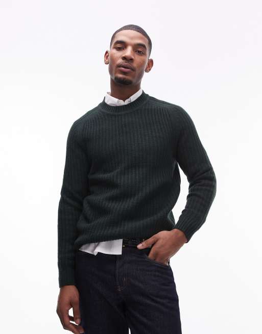 Jersey verde oscuro con cuello redondo de Mango