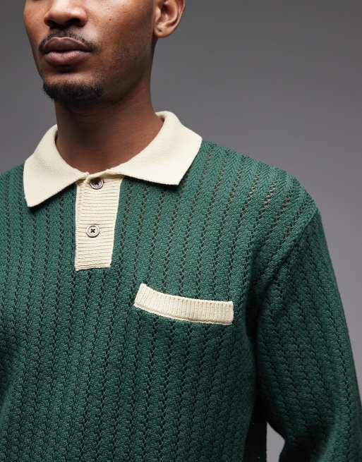 Jersey verde oscuro con cuello tipo polo de punto Jasper de Obey, 5 de 5