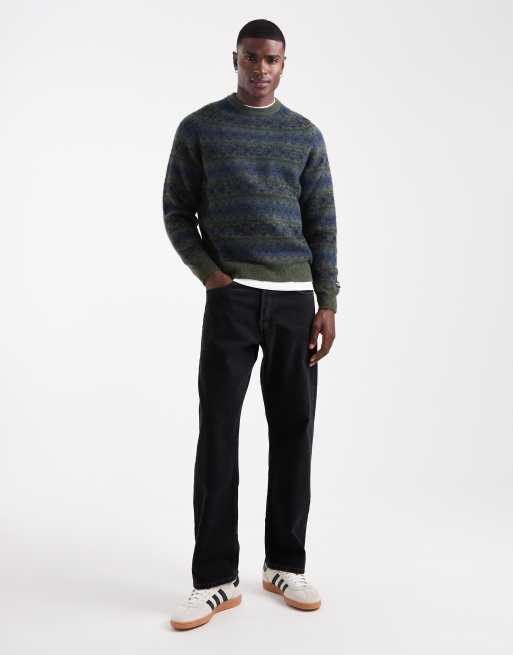 Jersey verde oscuro con patrón de grecas alpinas y mangas raglán de punto Presidio de Levi's, 2 de 5