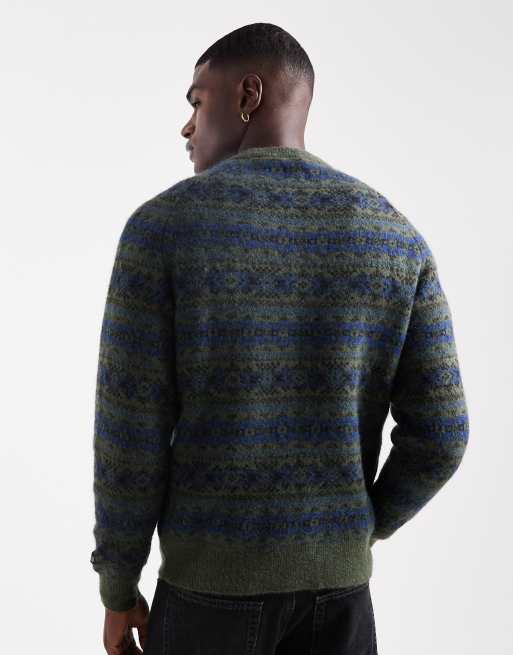 Jersey verde oscuro con patrón de grecas alpinas y mangas raglán de punto Presidio de Levi's, 3 de 5