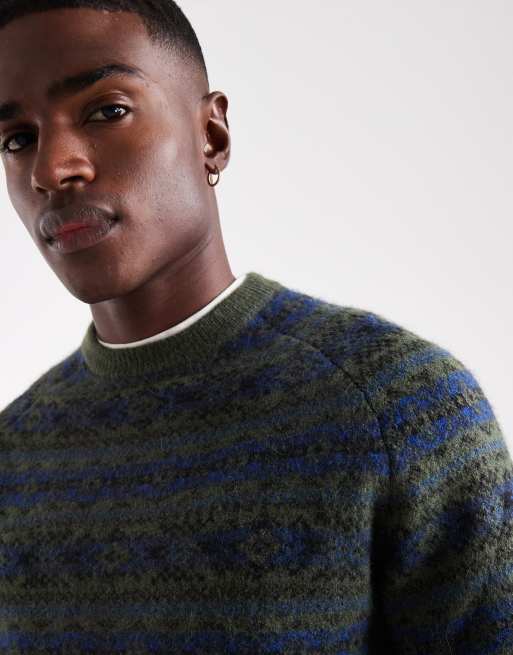 Jersey verde oscuro con patrón de grecas alpinas y mangas raglán de punto Presidio de Levi's, 5 de 5
