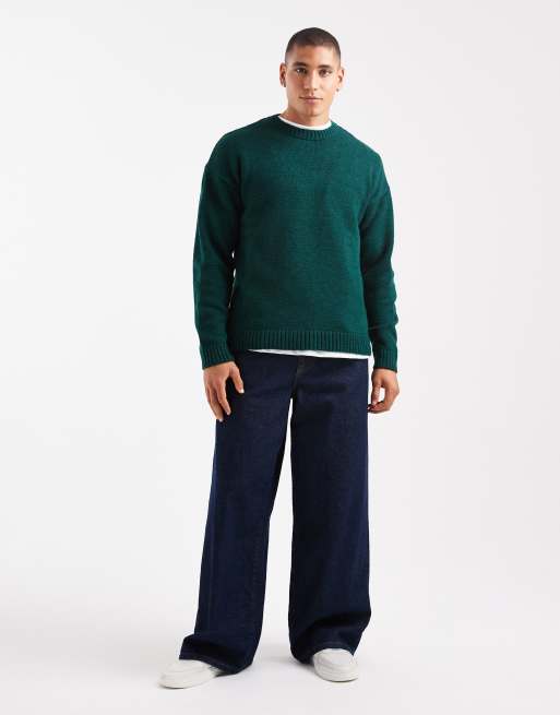 Jersey verde oscuro holgado con cuello redondo de punto de ASOS DESIGN, 2 de 5
