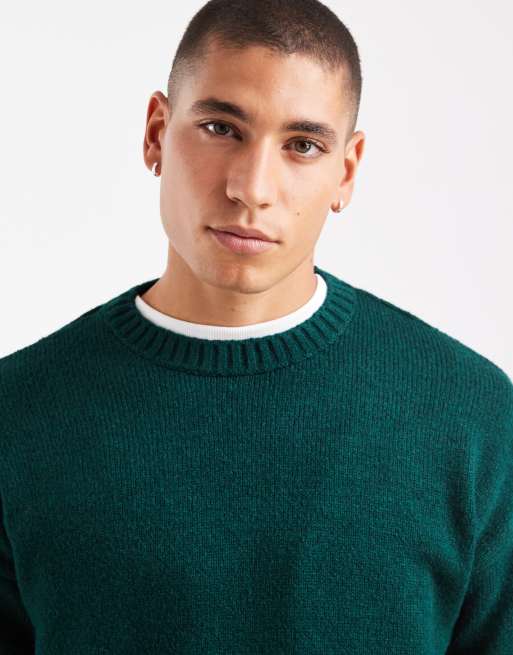 Jersey verde oscuro holgado con cuello redondo de punto de ASOS DESIGN, 5 de 5