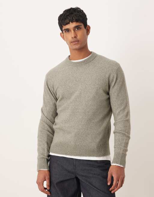 Jersey verde salvia con cuello redondo de punto de mezcla de lana de Mango