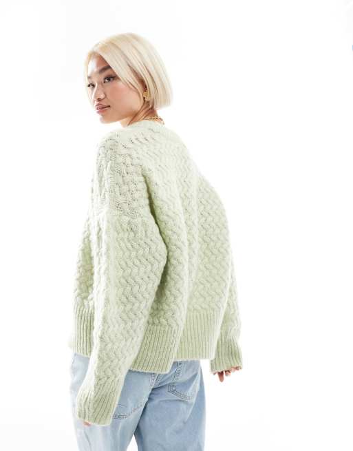 Jersey verde salvia con mangas globo y patrón texturizado de punto de ASOS DESIGN, 4 de 4