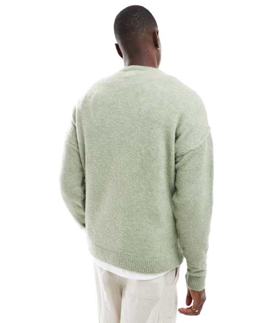 Jersey verde salvia holgado de punto ligero texturizado de ASOS DESIGN, 3 de 4