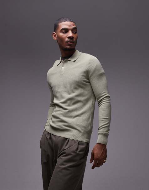 Jersey verde tenue con cuello tipo polo y botones de punto de Mango - view 1