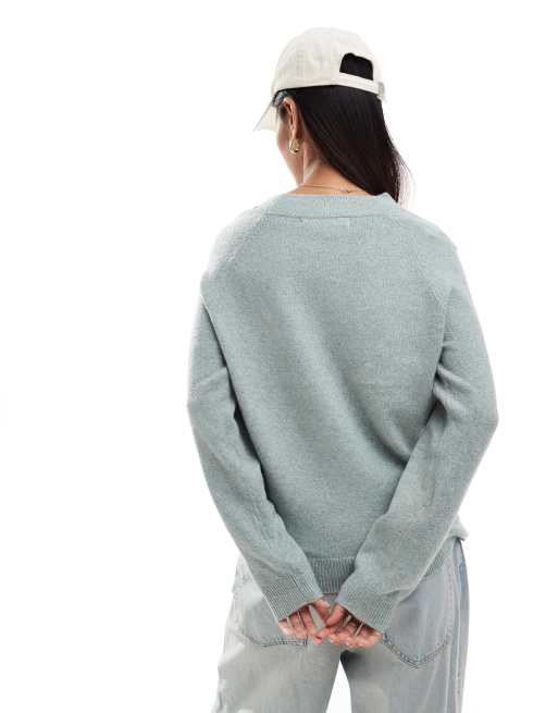 Jersey verde tenue melange con cuello redondo de punto de ONLY, 4 de 4