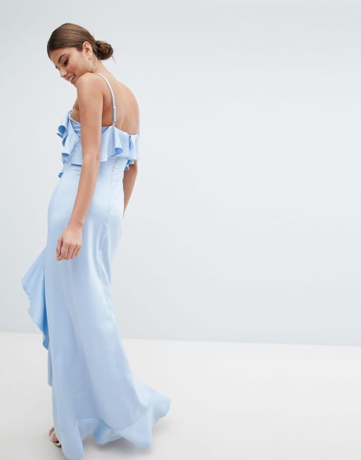 Jessica Wright Cold Shoulder Maxi Dress With Frill Detail Side