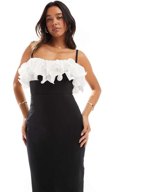 Jewel Jemila Diana cami maxi dress with contrast ruffle in mono