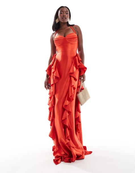 Jewel Jemila Melissa ruffle halterneck maxi dress in red - view 1