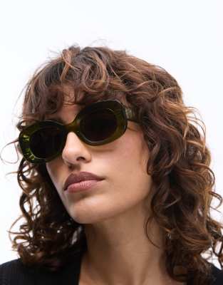 Jimmy Fairly - The Cinnamon - Lunettes de soleil rectangulaires - Vert