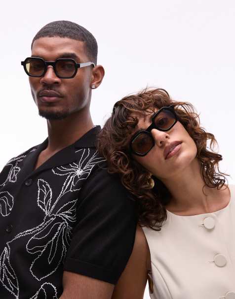 Jimmy Fairly The Darren square sunglasses in black with tinted lens - view 1