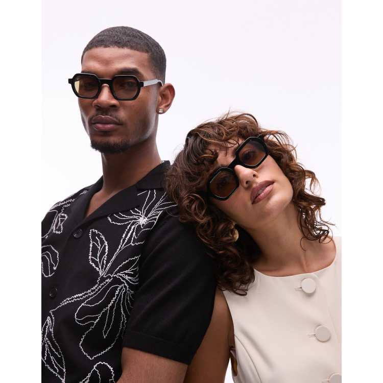 Jimmy Fairly The Darren square sunglasses in black with tinted