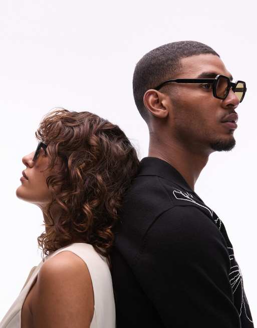 Jimmy Fairly The Darren square sunglasses in black with tinted
