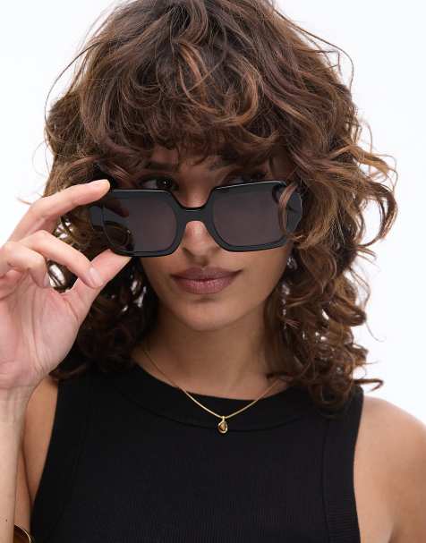 Jimmy Fairly – The Dita – Eckige Oversize-Sonnenbrille in Schwarz - view 1