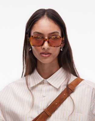 Jimmy Fairly - The Freja - Rechteckige Sonnenbrille mit Schildpattmuster mit braunen Gläsern